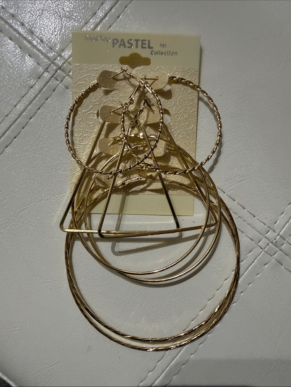 Pastels Gold Tone Mixed Hoop & Geometric Earring Set